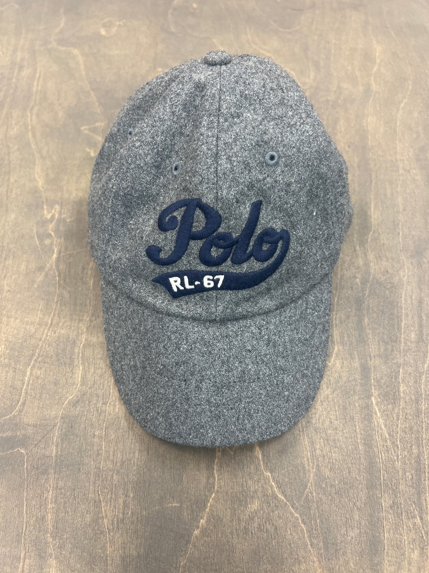 Polo grey wool hat blue script