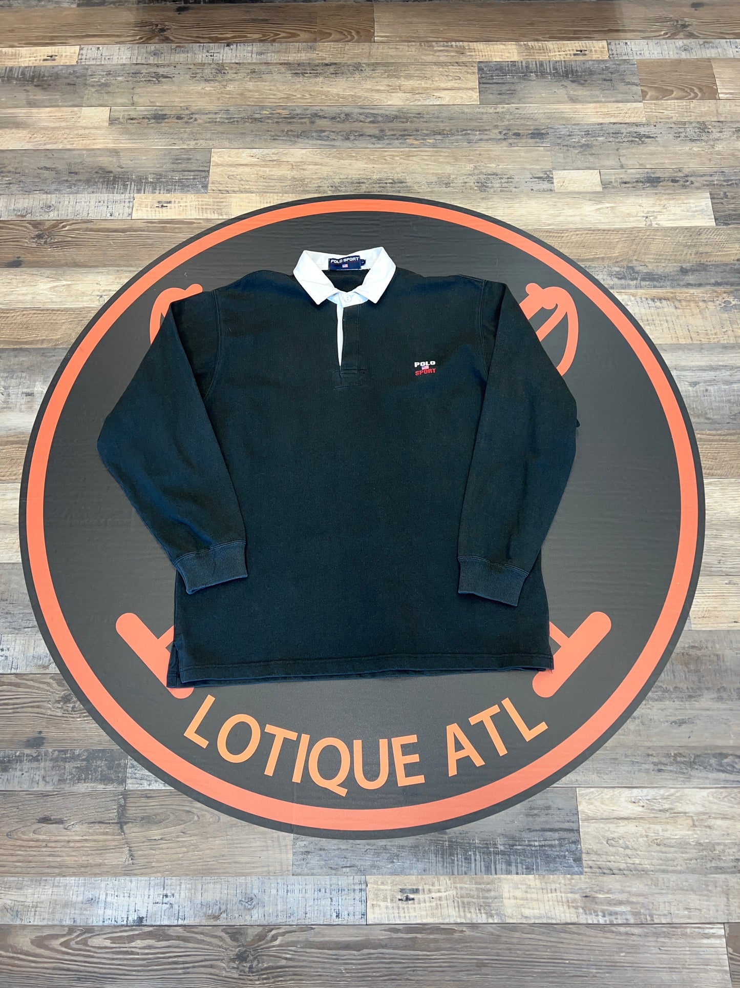 Vintage black polo sport rugby large