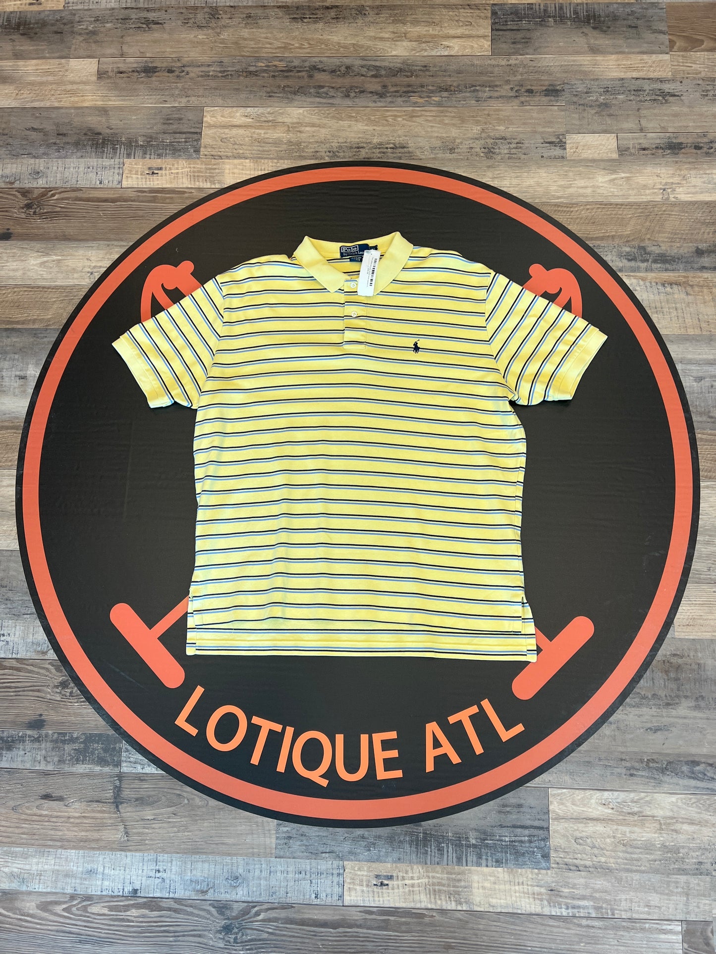 Polo yellow and blue striped short sleeve XL