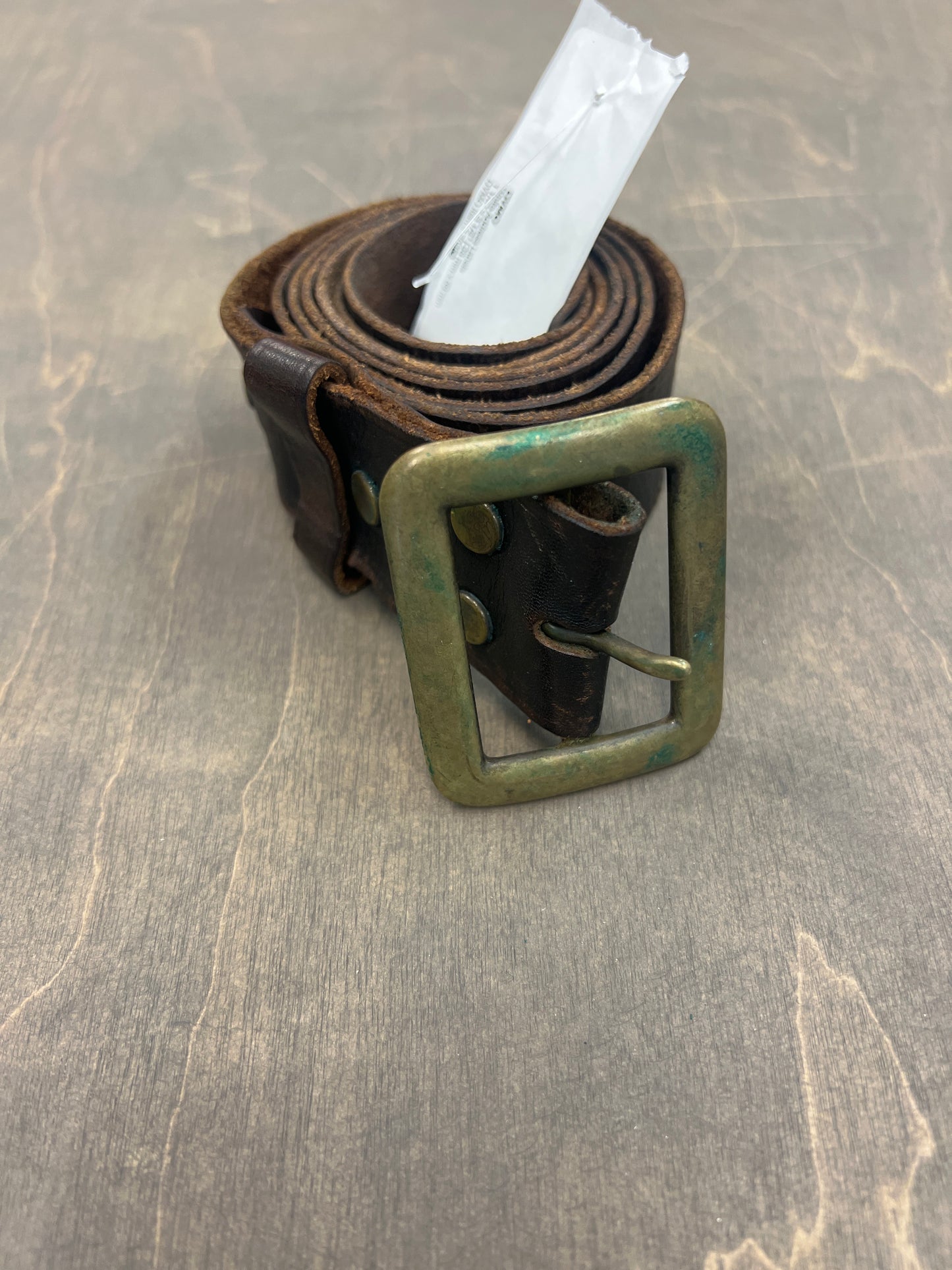 RRL brown brass buckle leather belt 42