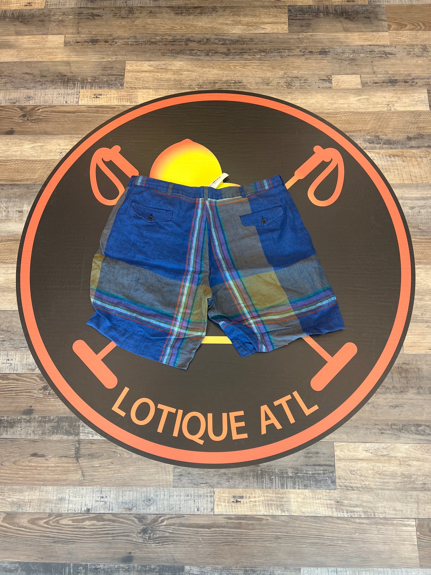 Polo Linen madras shorts blue 40