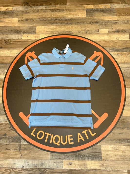 Polo light blue and brown stripe XL