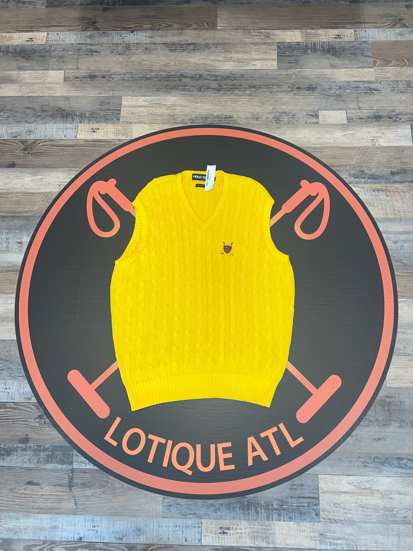 Polo golf Cable knit Vest Yellow  XL