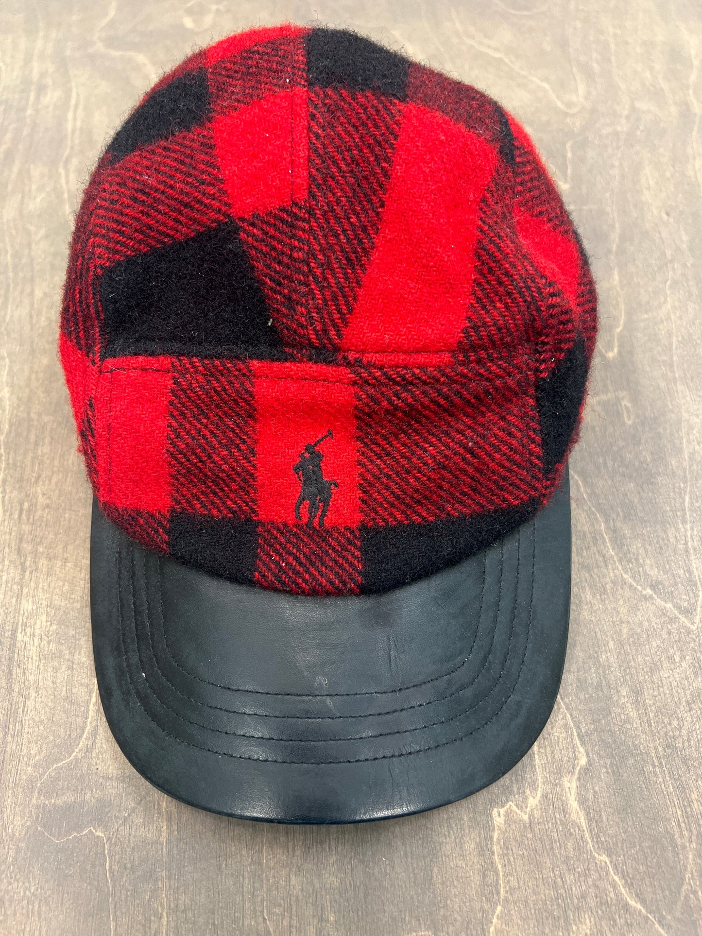 Polo red plaid leather brim hat