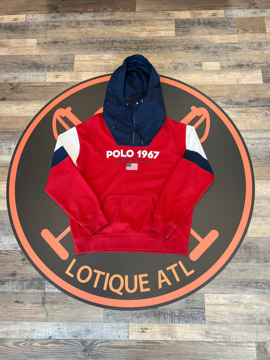 Polo 1967 red/blue 1/4 zip hoody Large