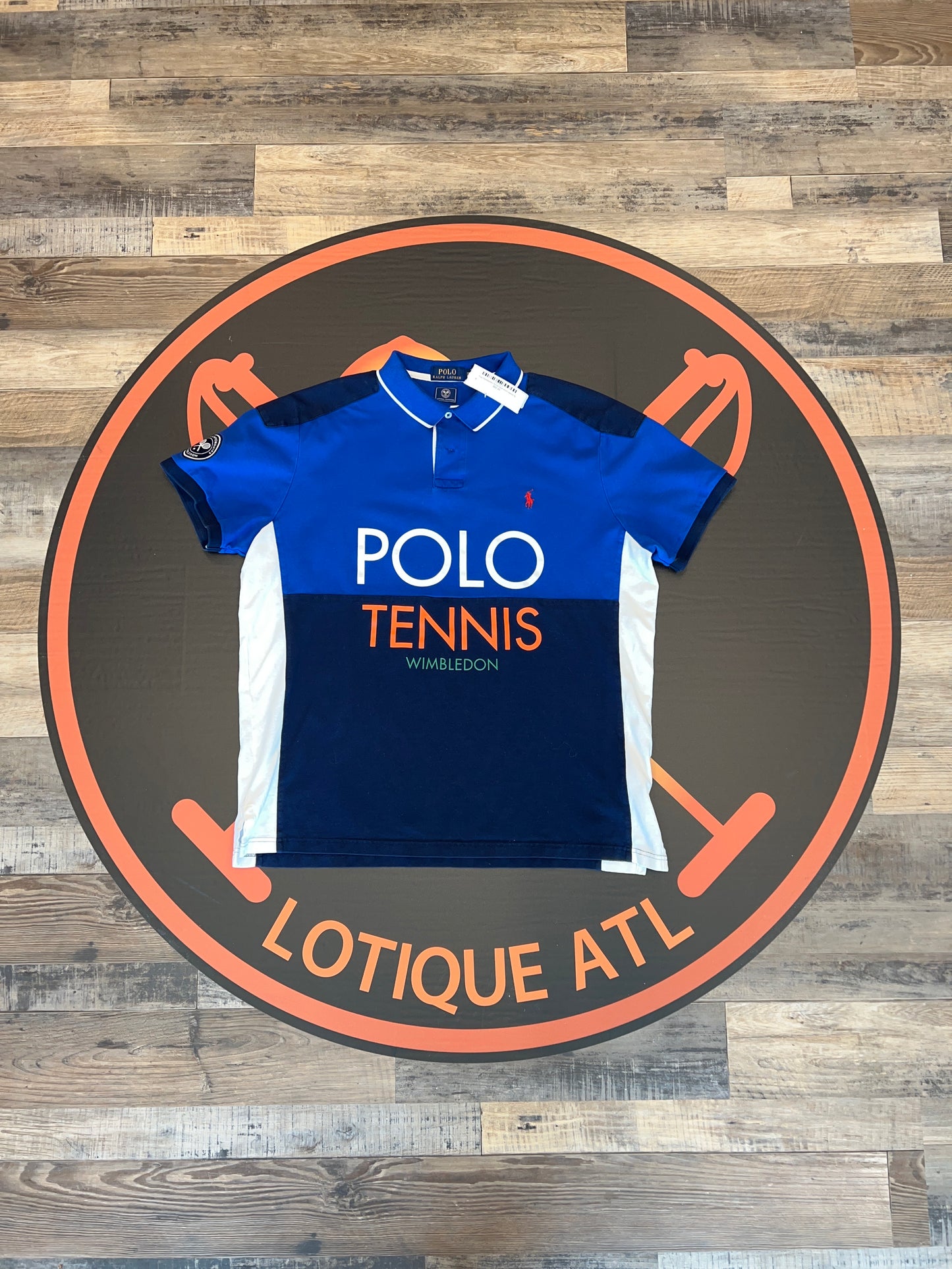 Polo Wimbledon Tennis blue short sleeve XL