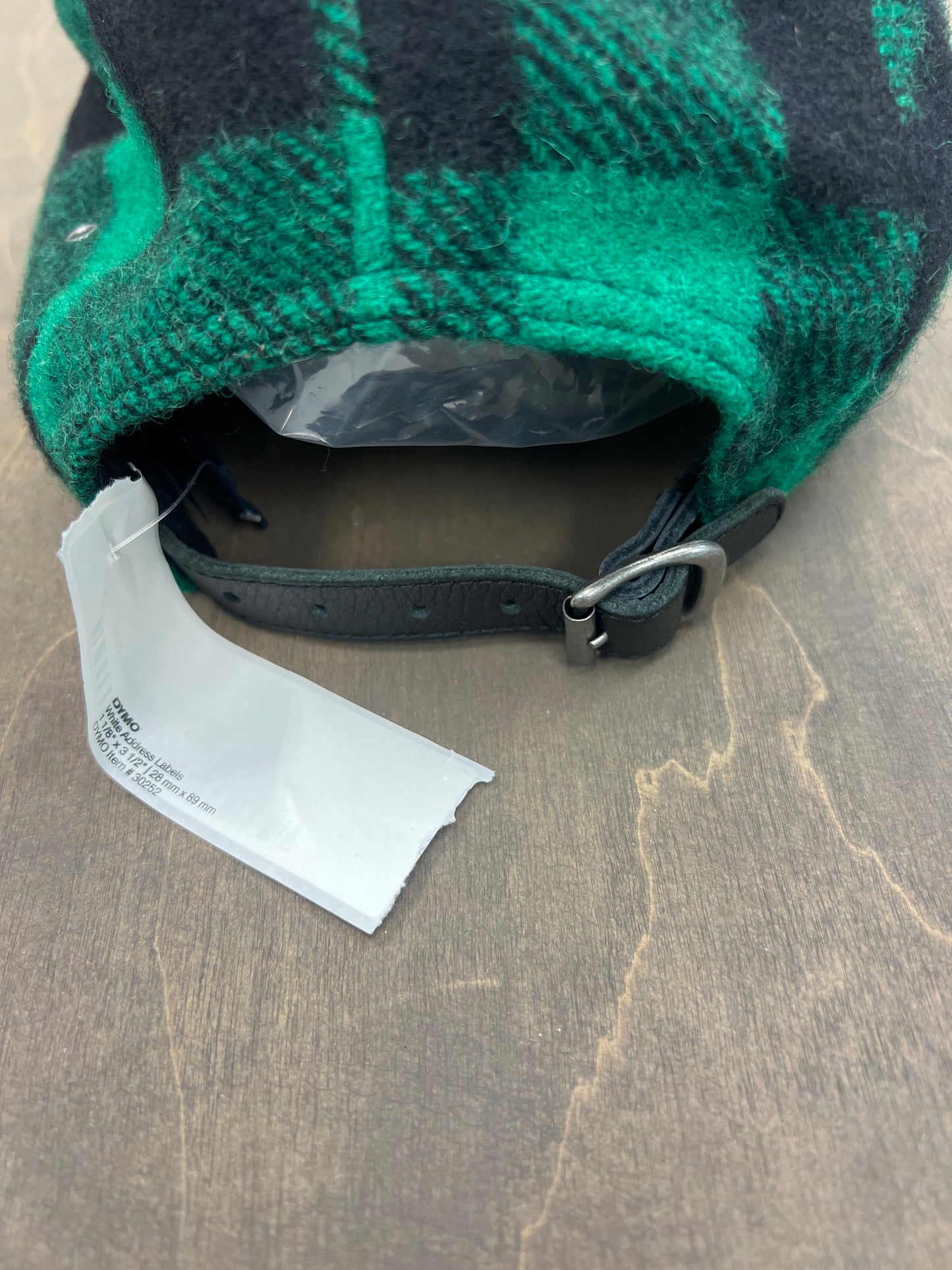 Polo green plaid leather brim hat