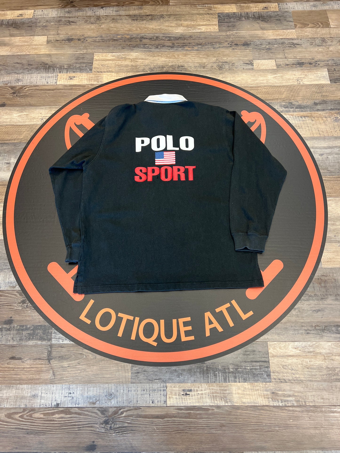 Vintage black polo sport rugby large