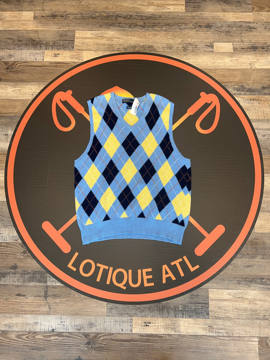 Polo Cashmere argyle vest light blue XL