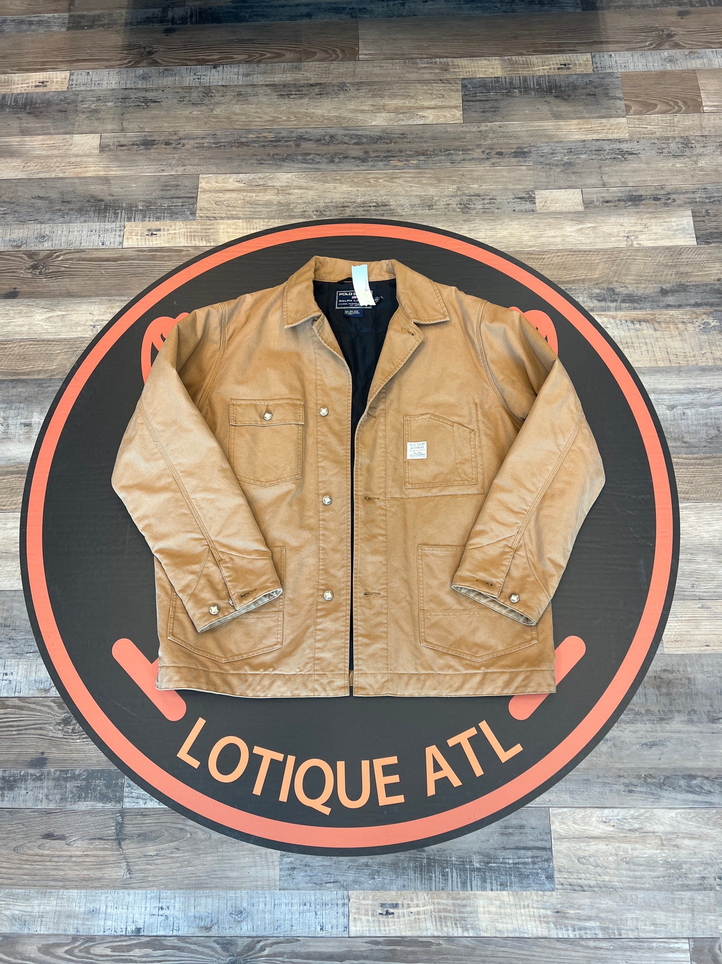 Vintage polo sport workwear jacket, tan xl