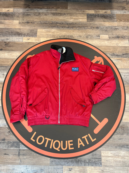 Vintage, hi tech fleece lined jacket, red XL