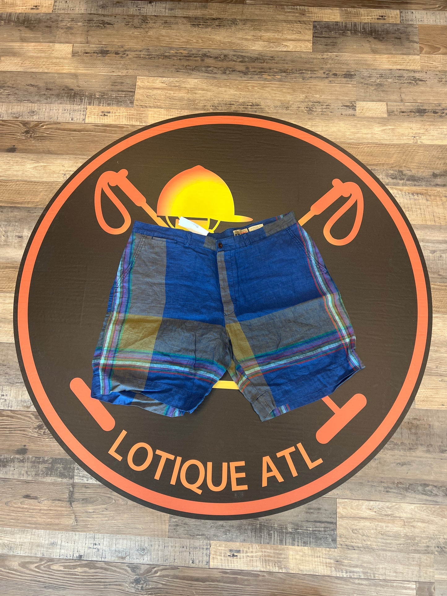 Polo Linen madras shorts blue 40