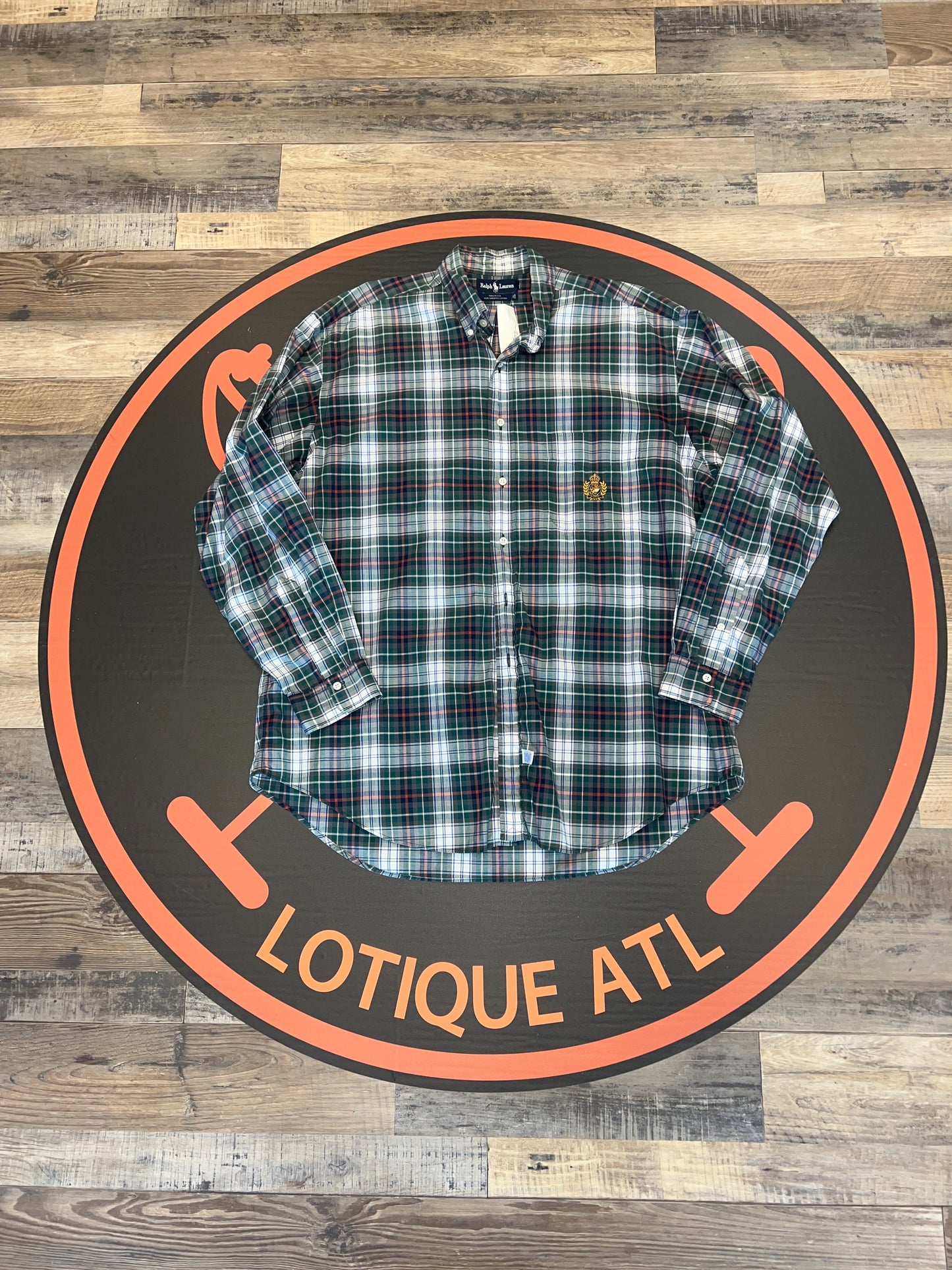 Polo Crest button-down green plaid XL