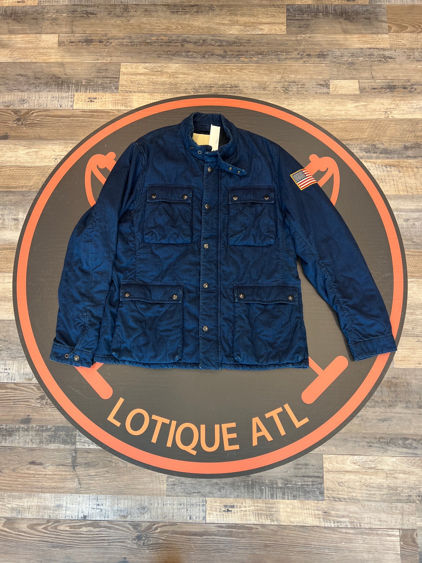 Denim and supply quilted military field jacket blue XXL