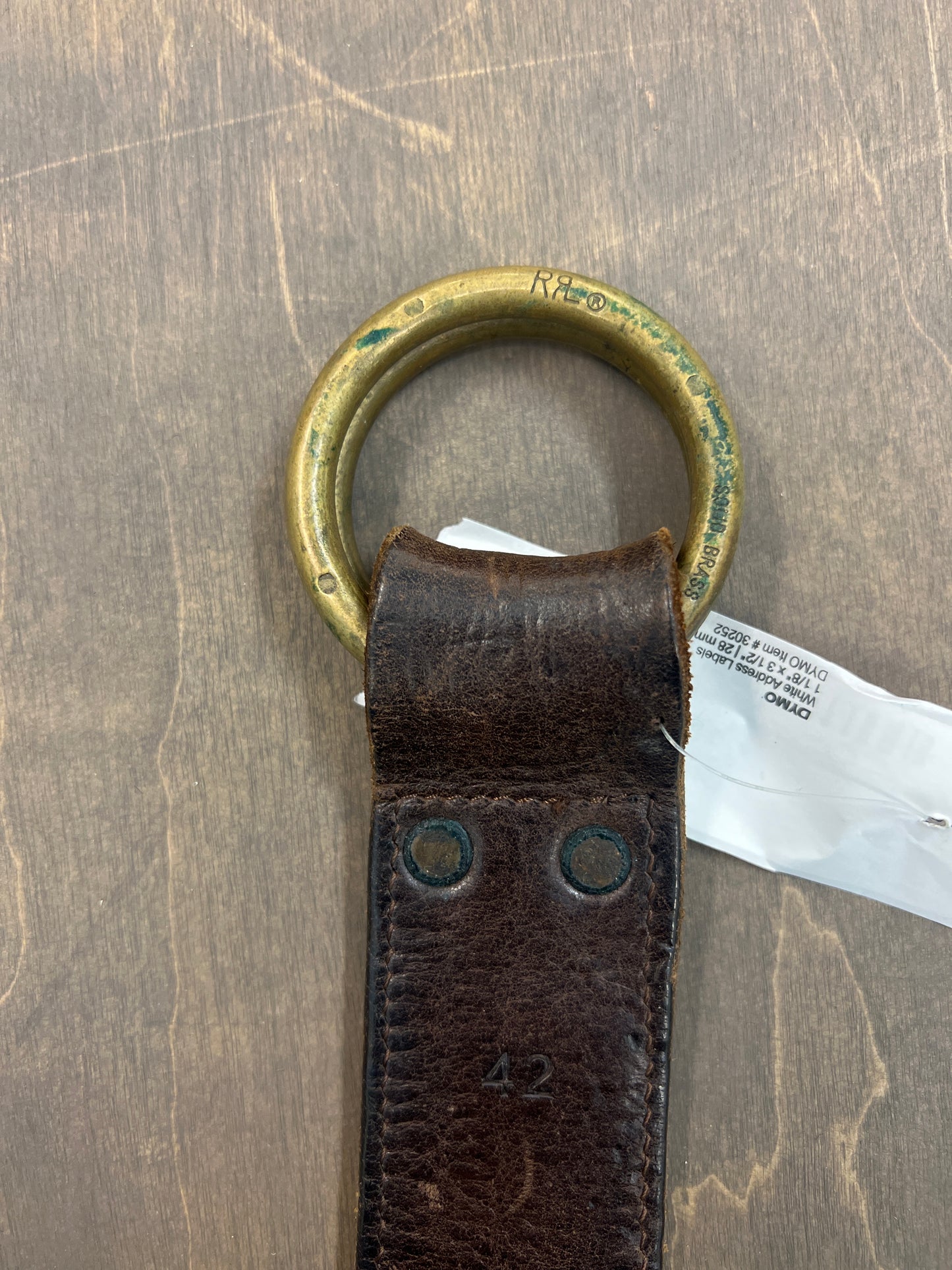 RRL brown ring buckle leather belt 42