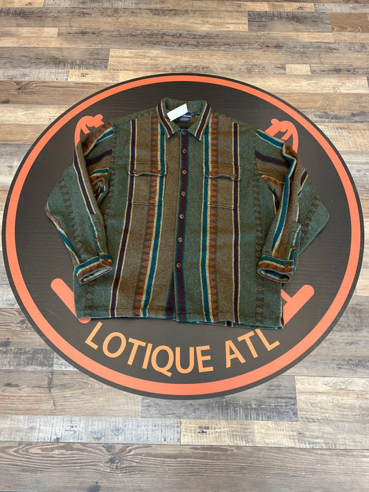 Polo Wool stripe Green/brown Button down XXl