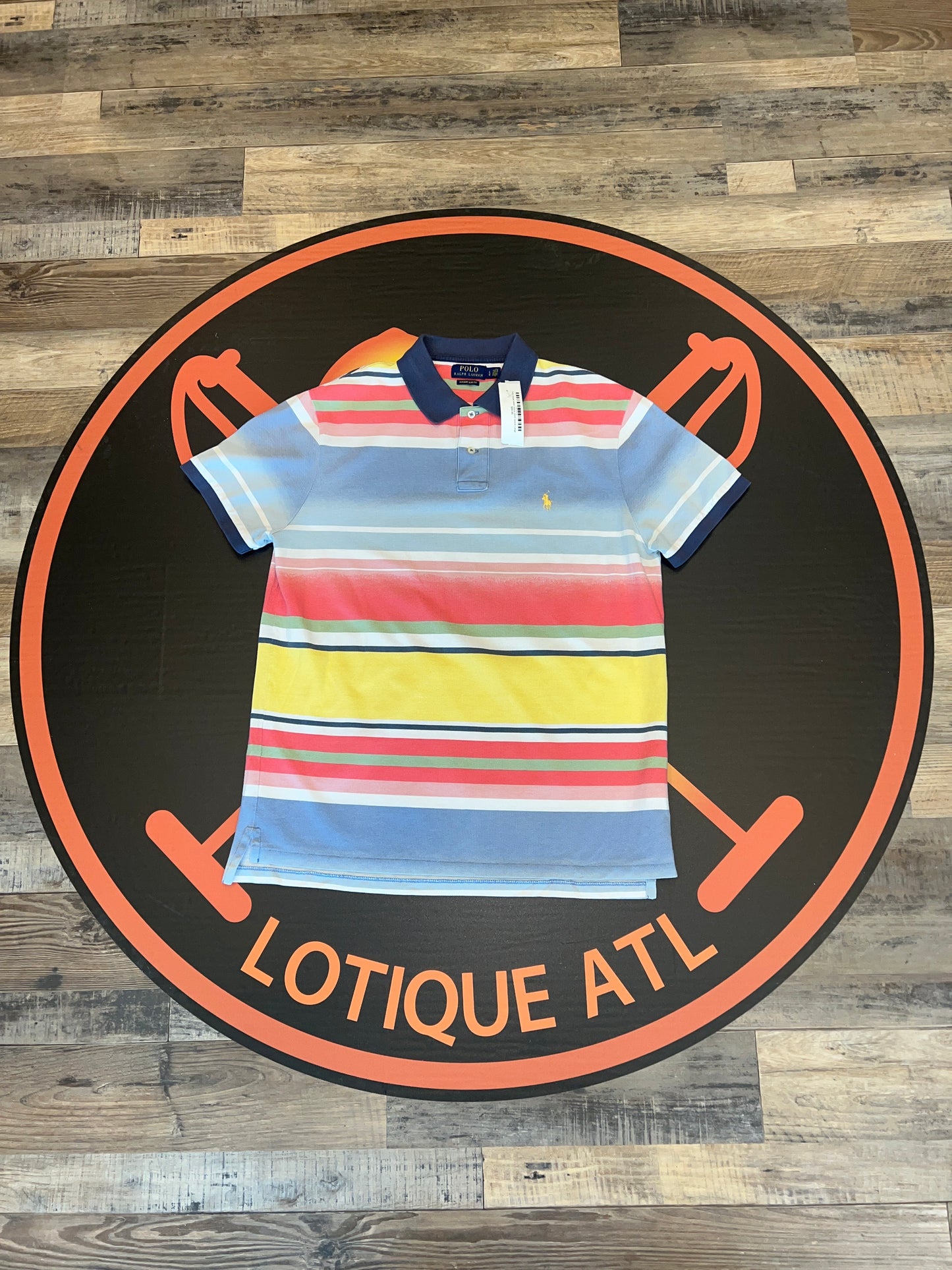 Polo stripe water colors short sleeve Large