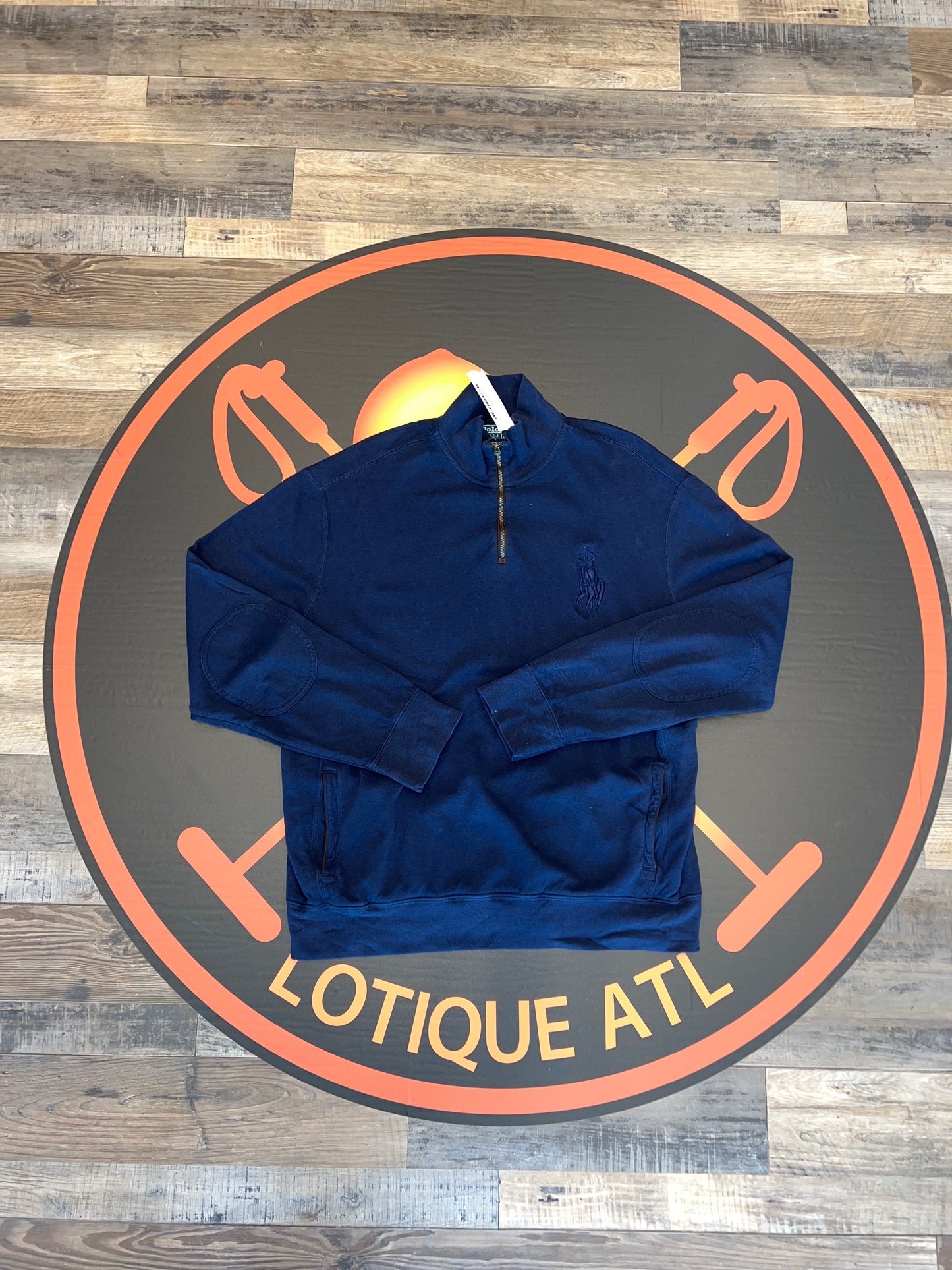 Polo 1/4 zip big pony sweatshirt blue Xl