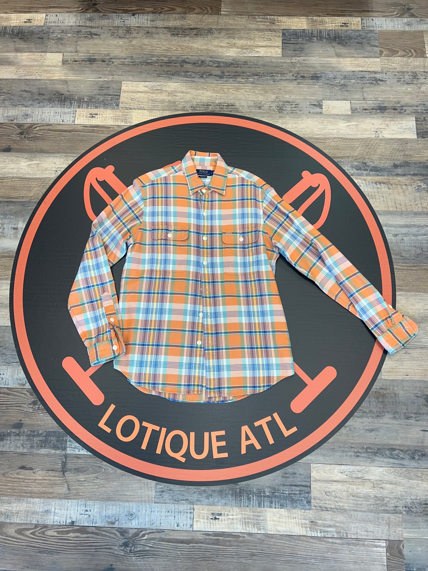 Polo Classic fit western button down orange medium