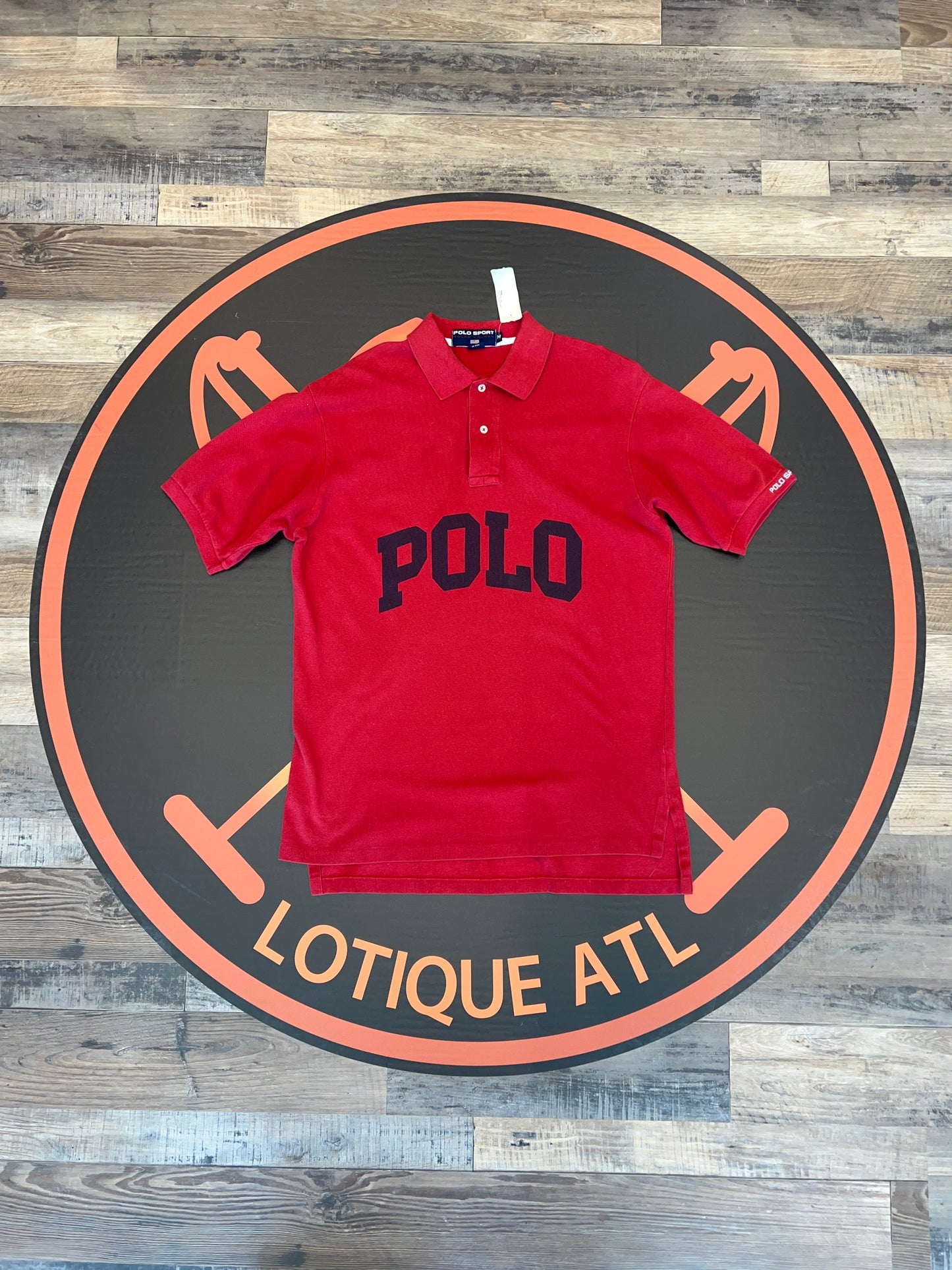 Vintage polo sport spell out red medium