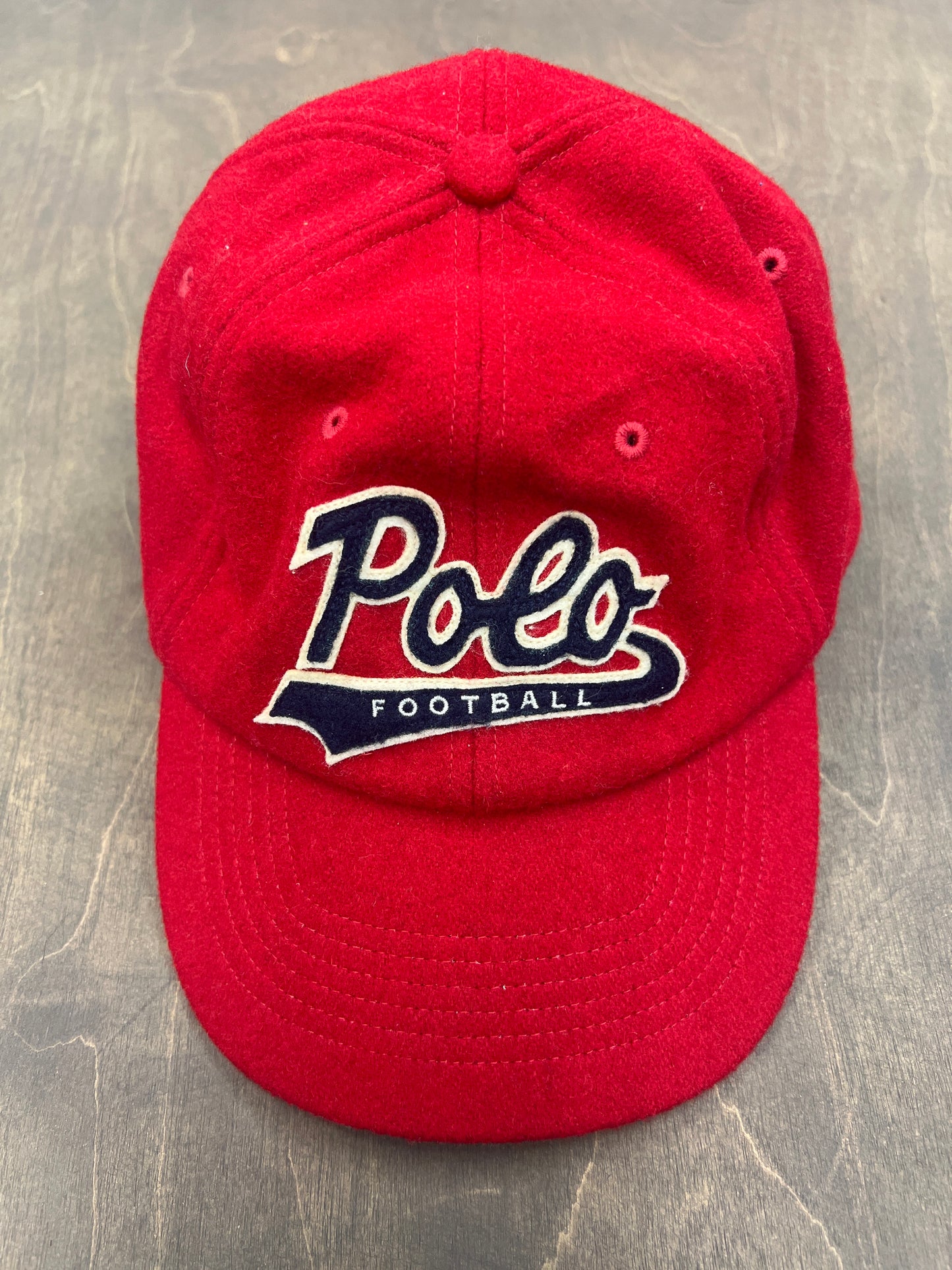 Polo script, wool fitted hat, red