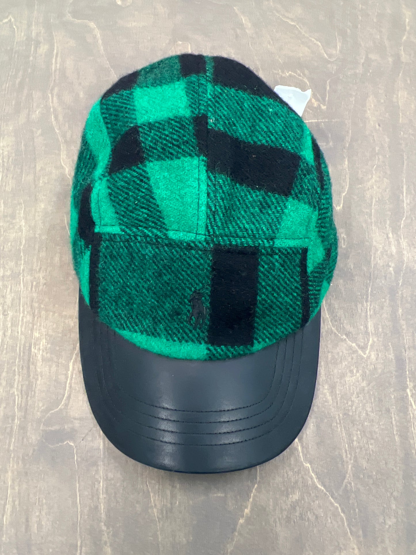 Polo green plaid leather brim hat