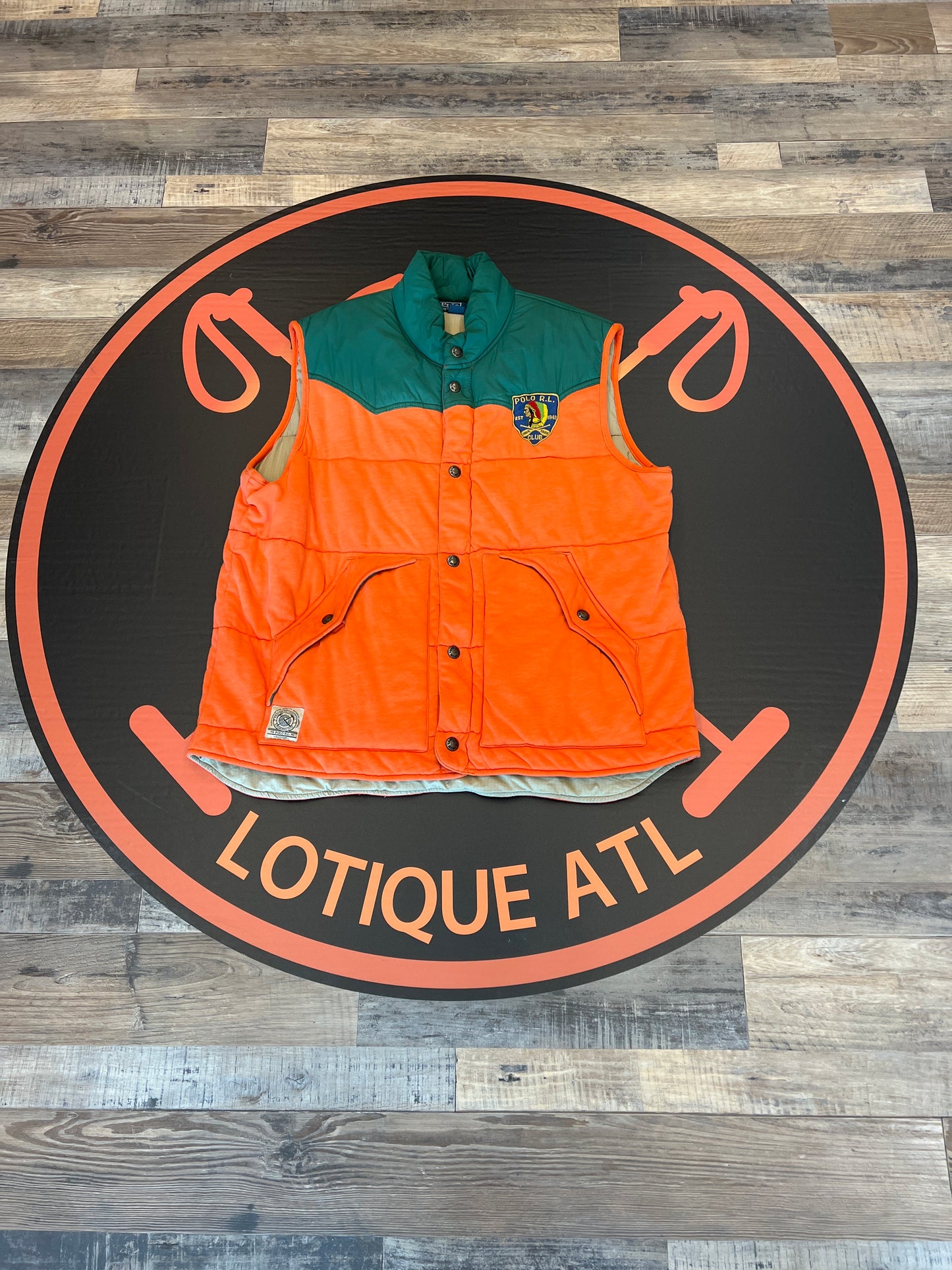 Polo canoe club Indian head orange vest XXL