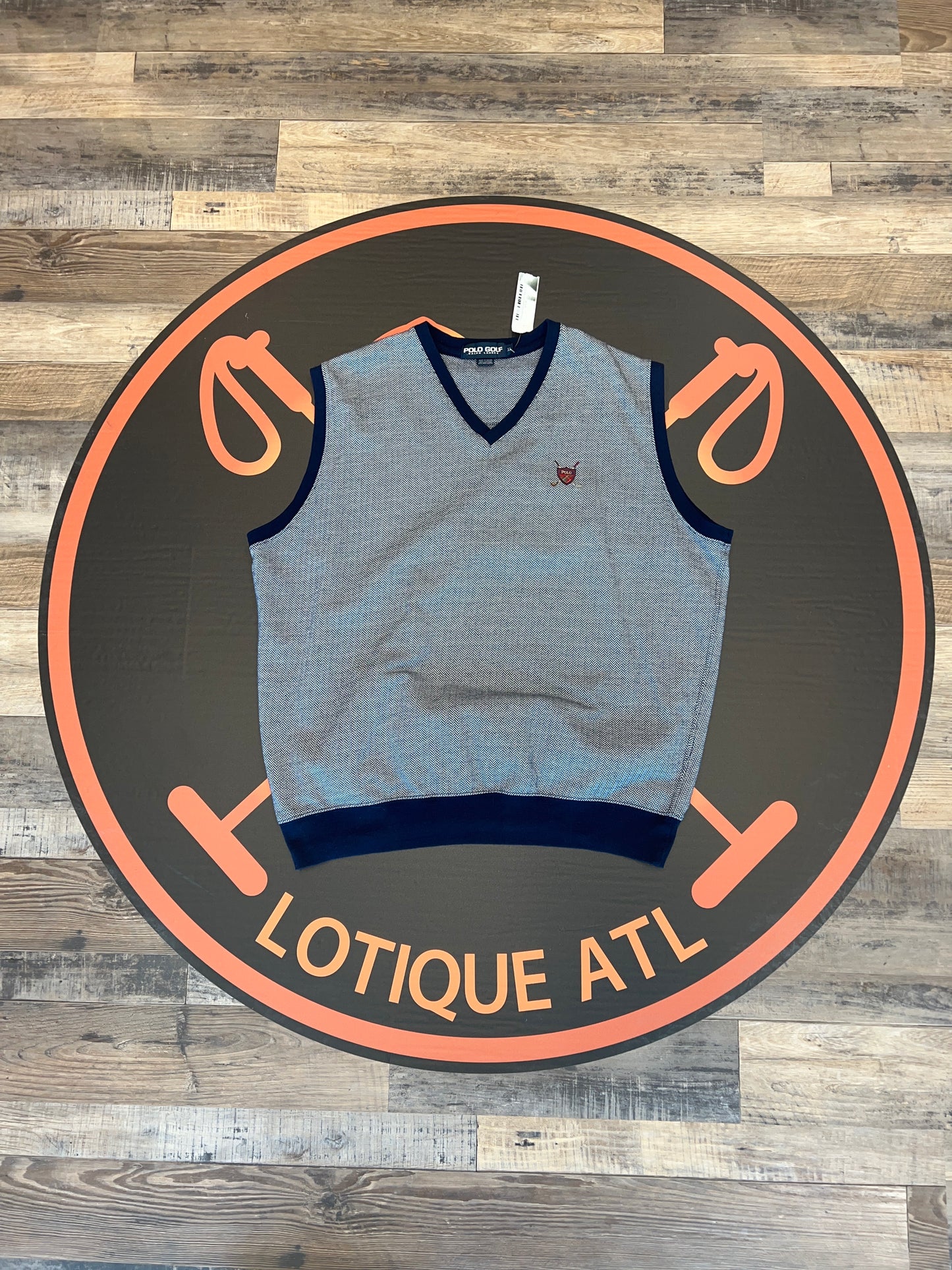 Polo golf blue tweed print Vest XL