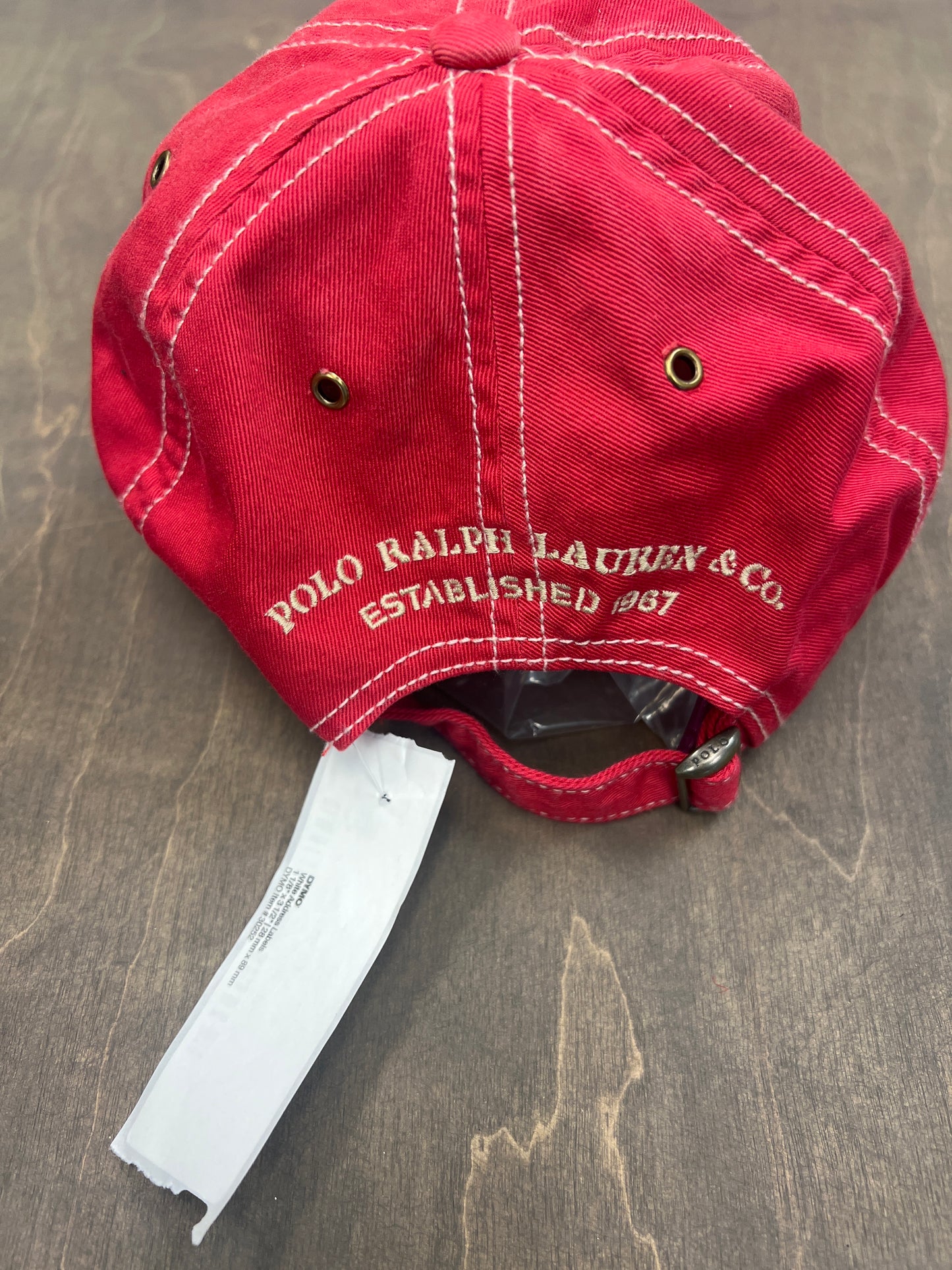 Polo flag hat red tan stitch