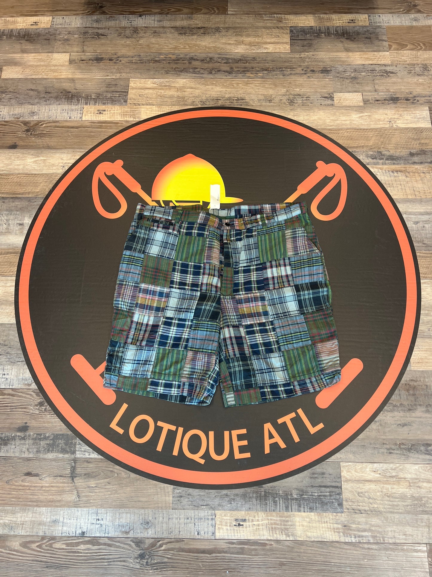 Polo madras patchwork shorts green 42