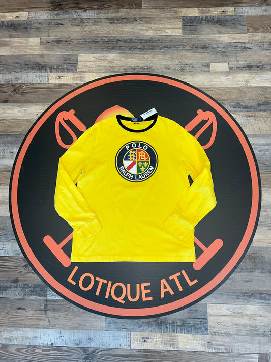 Polo cookie long sleeve t shirt yellow large